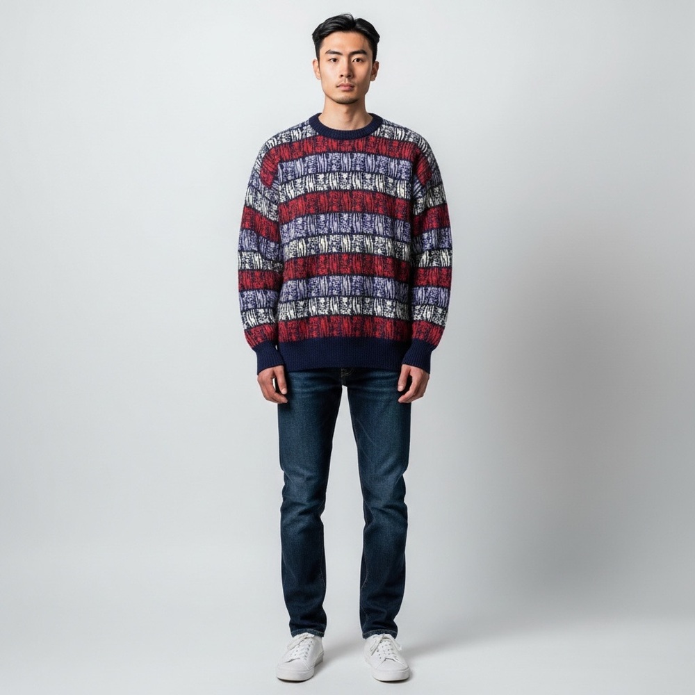 Vintage Brian MacNeil Men’s‎ Sweater XL Multi-Color Striped Knit Wool Blend